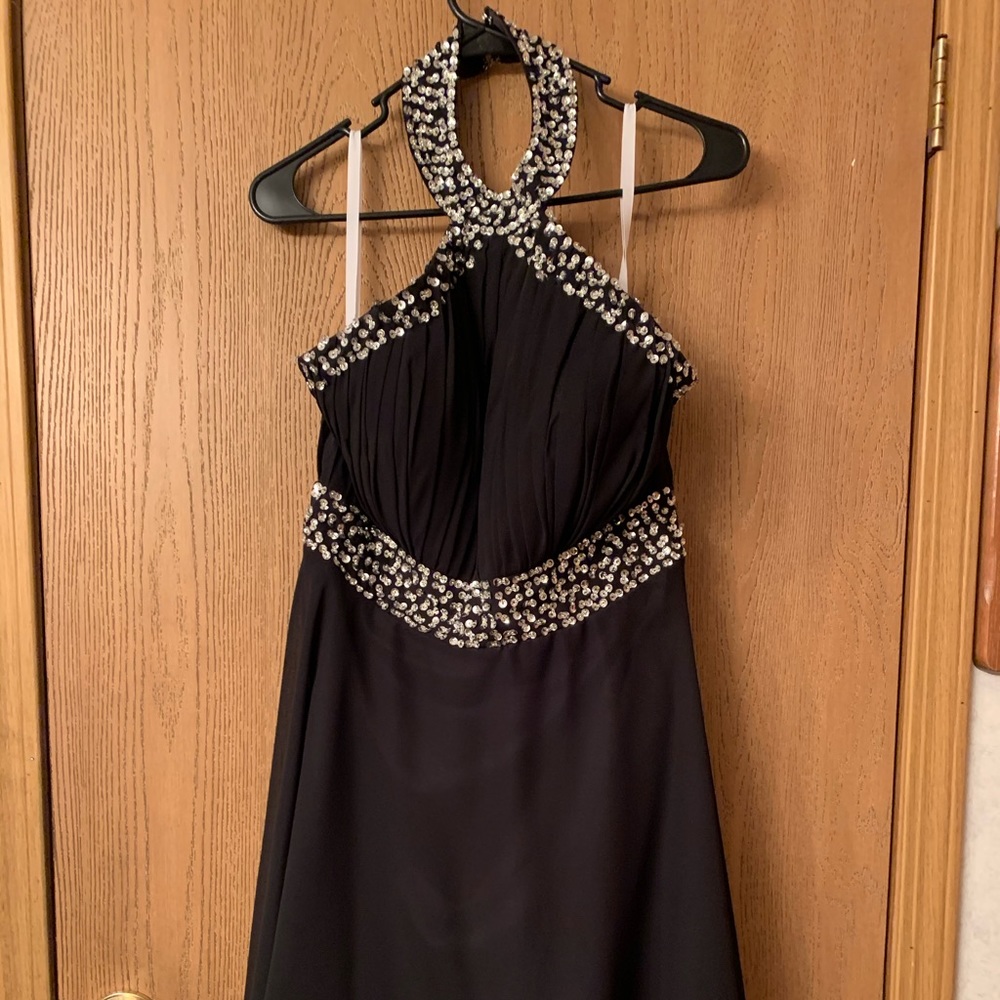 Black prom dress with rhinestones